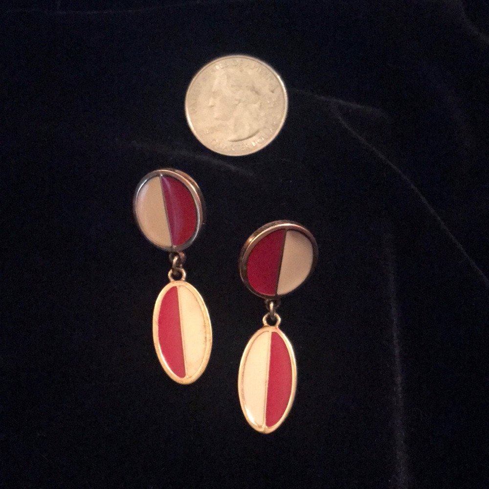 Monet vintage color block enamel post earrings - Picture 2 of 4
